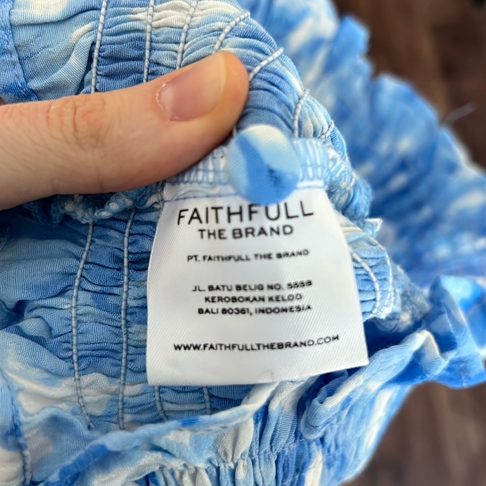 Faithfull the Brand willow roos tie dye blue crop top sweetheart neckline bodice - Picture 7 of 10